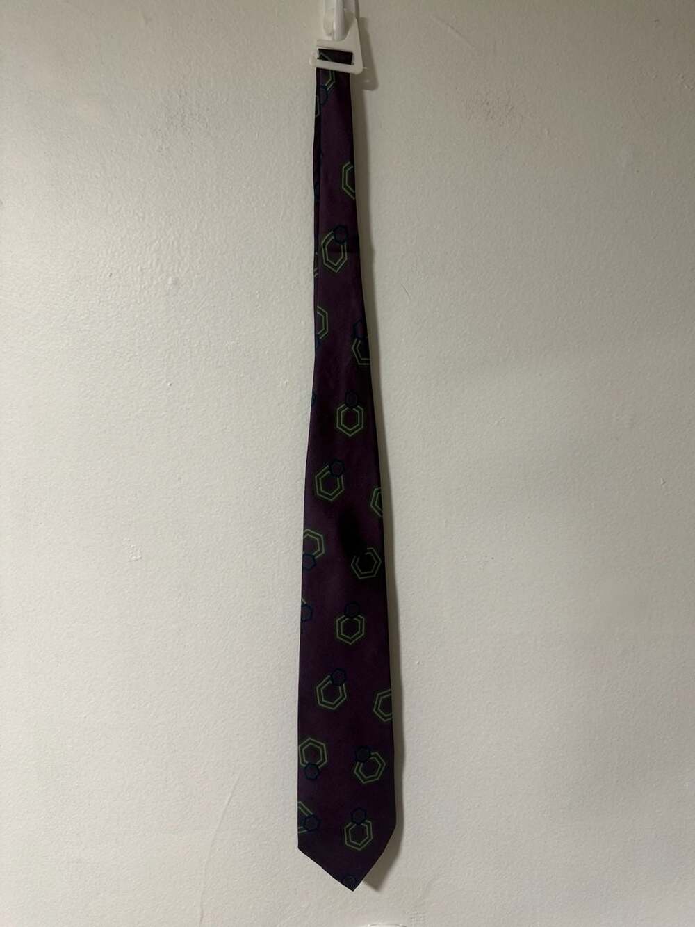 Guy Laroche Vintage Purple Geometric Silk Necktie